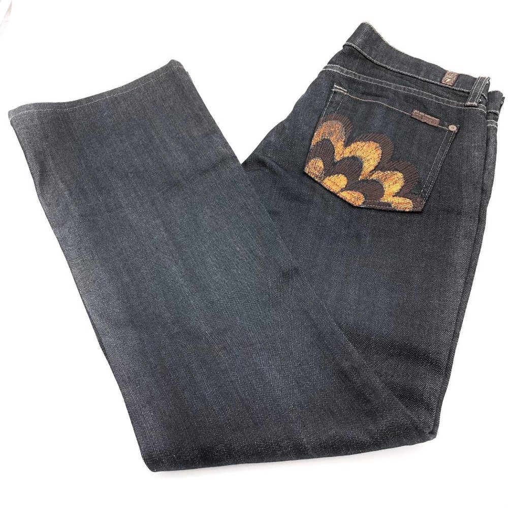 NWOT 7 For All Mankind Women's Boot Cut Jeans Size 29/31 Deep Wash Rare